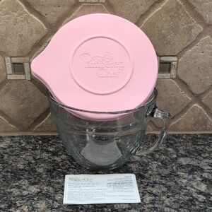 Pampered Chef Glass Batter Bowl with Pink Lid 8 cup